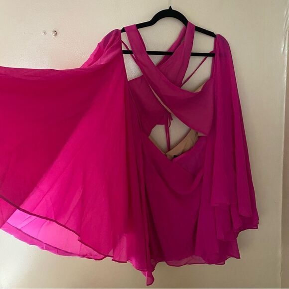 NWT Michael Costello Revolve Constance Mini Dress Fuschia pink chiffon S - Picture 9 of 14